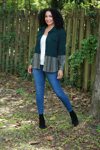 225711 Jade Green Corduroy Boho Jacket