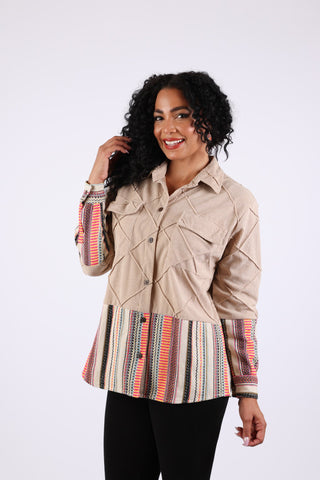 225712 Ivory Cream Corduroy Boho Jacket