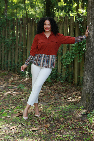 225713 Amber Rust Corduroy Boho Jacket