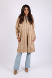 225714 Beige Jaquard Jacket: Open Front with Fleece