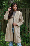 225714 Beige Jaquard Jacket: Open Front with Fleece