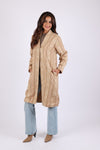 225714 Beige Jaquard Jacket: Open Front with Fleece