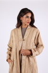 225714 Beige Jaquard Jacket: Open Front with Fleece