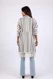 225715 Baja Blue Striped Cardigan: 3/4 Sleeve with Tassels