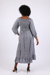 225716 Checkered Tiered Cansai Dress: Black and White with Pockets