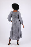 225716 Checkered Tiered Cansai Dress: Black and White with Pockets