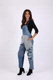 225721 Vintage Patchwork Printed Denim Overall