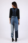 225721 Vintage Patchwork Printed Denim Overall
