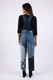 225721 Vintage Patchwork Printed Denim Overall