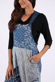 225721 Vintage Patchwork Printed Denim Overall