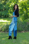 225721 Vintage Patchwork Printed Denim Overall