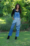225721 Vintage Patchwork Printed Denim Overall