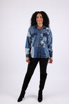 225722 Denim Patchwork Button-Up Shirt: Long Sleeve