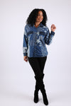 225722 Denim Patchwork Button-Up Shirt: Long Sleeve