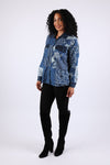 225722 Denim Patchwork Button-Up Shirt: Long Sleeve