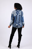 225722 Denim Patchwork Button-Up Shirt: Long Sleeve
