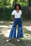225724/1 Medium-Wash Denim Patchwork Palazzo Pants