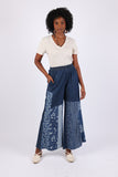 225724/1 Medium-Wash Denim Patchwork Palazzo Pants