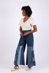 225724 Indigo Denim Patchwork Palazzo Pants