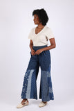 225724 Indigo Denim Patchwork Palazzo Pants