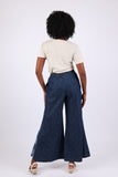 225724/1 Medium-Wash Denim Patchwork Palazzo Pants