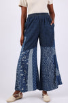 225724/1 Medium-Wash Denim Patchwork Palazzo Pants