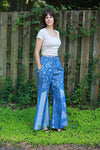 225724 Indigo Denim Patchwork Palazzo Pants
