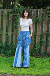 225724/1 Medium-Wash Denim Patchwork Palazzo Pants