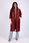 225731 Embroided Wool Red Maroon Jacket (Open Front)