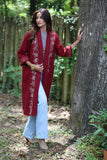 225731 Embroided Wool Red Maroon Jacket (Open Front)