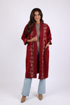 225731 Embroided Wool Red Maroon Jacket (Open Front)