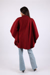 225732 Embroided Wool Maroon Red Poncho
