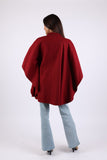 225732 Embroided Wool Maroon Red Poncho