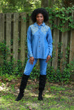 225735 Bohemian Embroided Denim Shirt