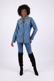 225735 Bohemian Embroided Denim Shirt