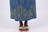225736 Denim Embroidered Straight Skirt
