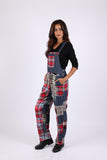 225741 Denim Plaid Patchwork Overall