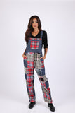 225741 Denim Plaid Patchwork Overall
