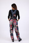 225741 Denim Plaid Patchwork Overall