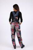 225741 Denim Plaid Patchwork Overall