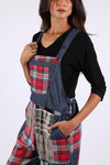 225741 Denim Plaid Patchwork Overall