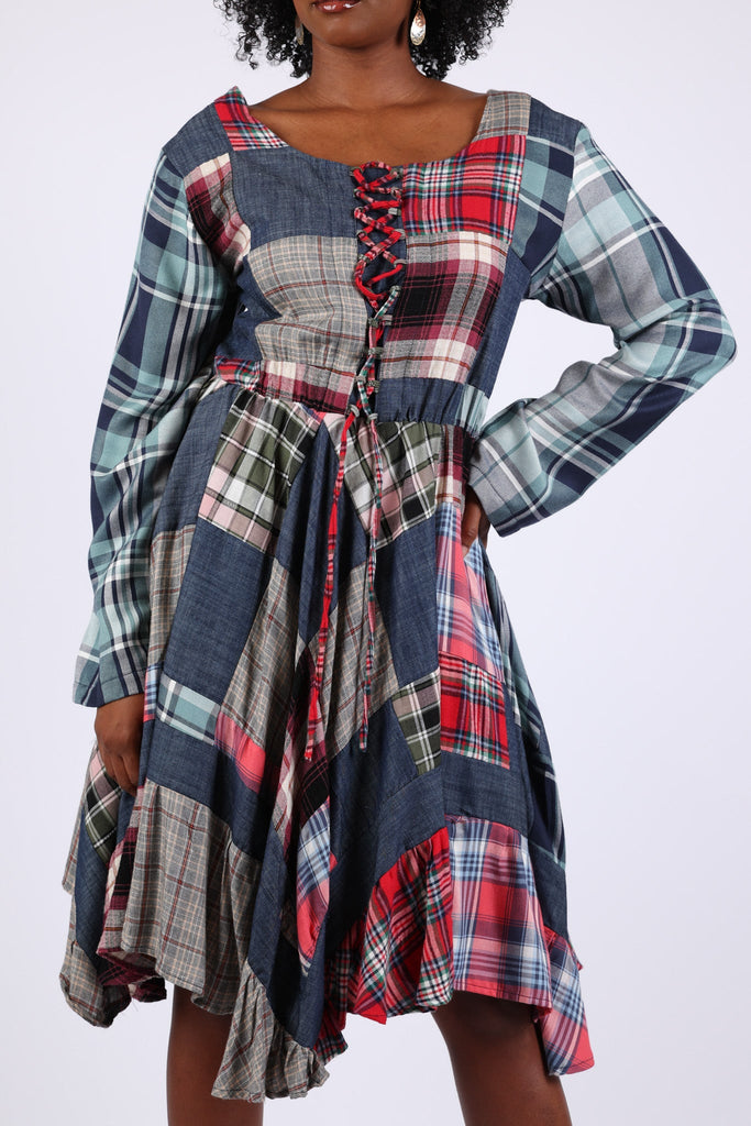 plaid denim dress Camila Plaid Denim Mini Dress
