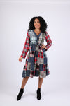 225744 Plaid Denim Patchwork Dress (Country Fair)
