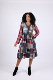 225744 Plaid Denim Patchwork Dress (Country Fair)