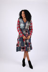 225744 Plaid Denim Patchwork Dress (Country Fair)