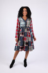 225744 Plaid Denim Patchwork Dress (Country Fair)