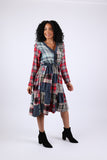 225744 Plaid Denim Patchwork Dress (Country Fair)