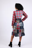 225744 Plaid Denim Patchwork Dress (Country Fair)