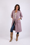 225752 Cotton Long Robe: Lavender Cardigan Belt