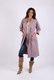 225752 Cotton Long Robe: Lavender Cardigan Belt